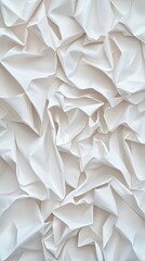 Obraz premium Crumpled white paper background showcasing intricate textures and patterns created by folds and wrinkles in various directions