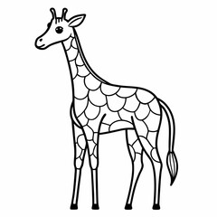 Simple a Giraffe line art vector design white background