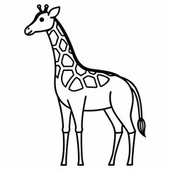 Simple a Giraffe line art vector design white background