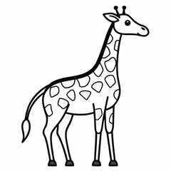 Simple a Giraffe line art vector design white background