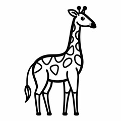 Obraz premium Simple a Giraffe line art vector design white background