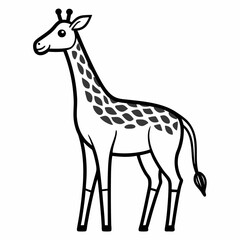 Obraz premium Simple a Giraffe line art vector design white background