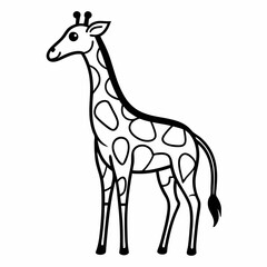 Simple a Giraffe line art vector design white background