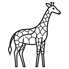 Simple a Giraffe line art vector design white background