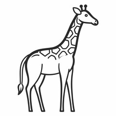 Simple a Giraffe line art vector design white background