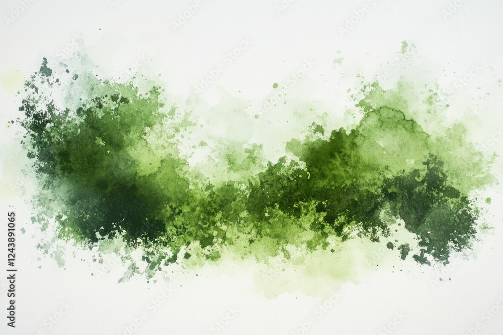 Poster abstract green paint splash in various shades with soft edges and artistic texture background