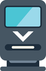 Fototapeta premium Simple icon of a modern high speed train approaching the station platform, in flat design style