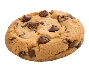 Freshly Baked Chocolate Chip Cookie with Melty Chocolate Chips and Crumbly Texture on a tansparent Background