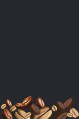 Dark background special coffee beans template.