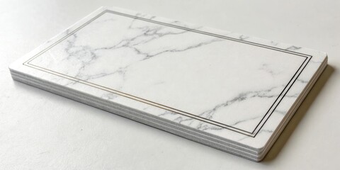 White marble business card with silver foil printing, modern, white marble
