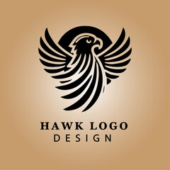 Fototapeta premium Elegant Black and White Hawk Logo Vector with Circular Background for Business Branding and Sports Team Emblem High-Resolution Design