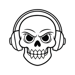 vector skull with headphones
