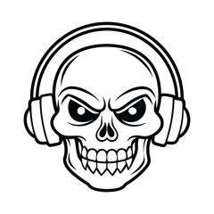 vector skull with headphones