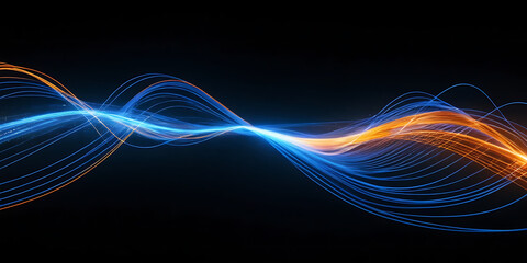 Naklejka premium Realistic Fiber Optic Data Transmission with Glowing Light Trails