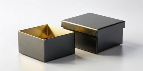 Elegant black gift boxes with gold accents, ready for a special occasion