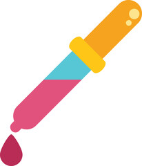 Colorful icon of a chemical dropper dispensing pink liquid
