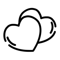 two hearts cut line icon