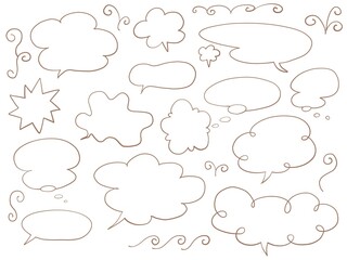 線画の吹き出しのイラストセット