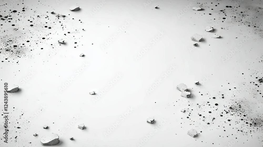 Poster scattered fragments on a light surface create an abstract composition that highlights textures and f
