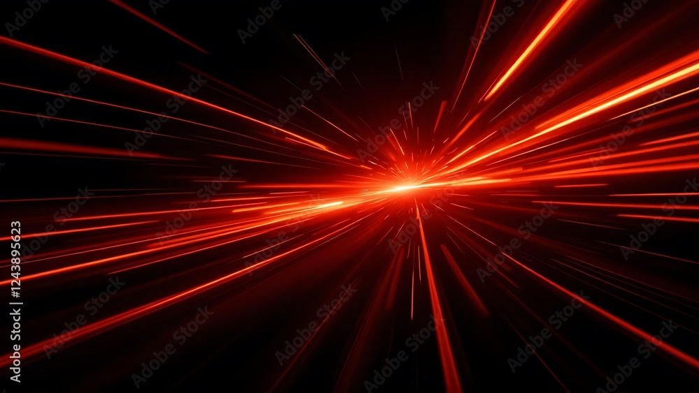 Poster red line of light speed motion background. red fast movement background design faster. concept textu