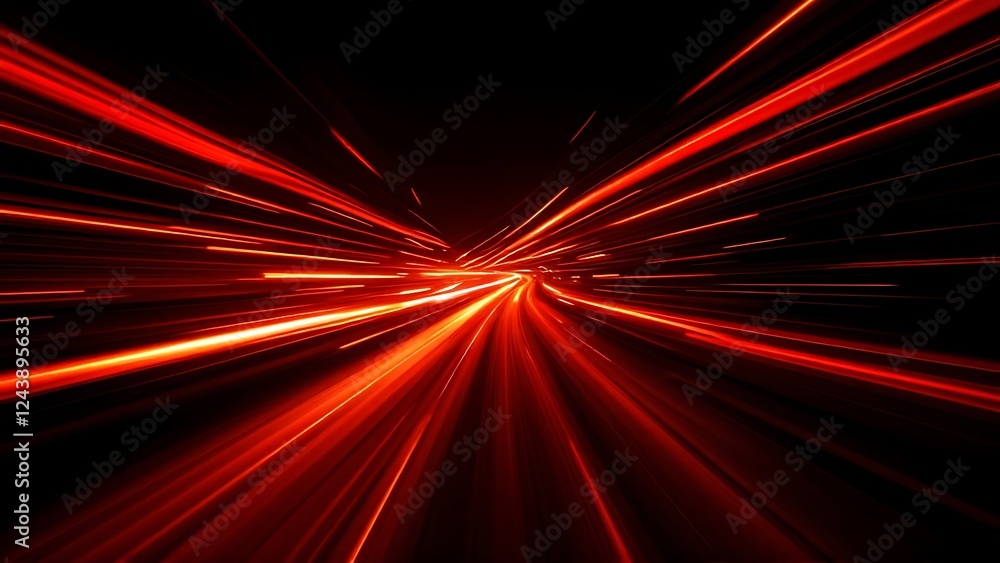 Poster red line of light speed motion background. red fast movement background design faster. concept textu