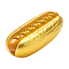 Golden Hot dog in isolate background