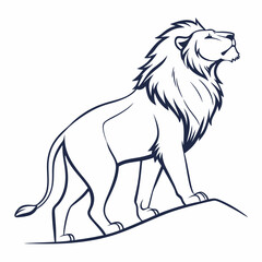 Simple a Lion line art vector design white background