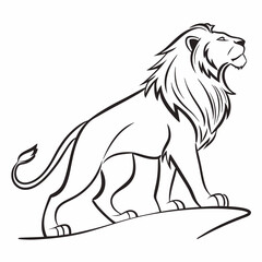 Simple a Lion line art vector design white background