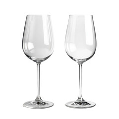 Set of Two Empty Elegant Wine Glasses on White Background