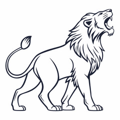 Simple a Lion line art vector design white background