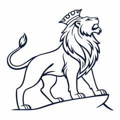 Simple a Lion line art vector design white background