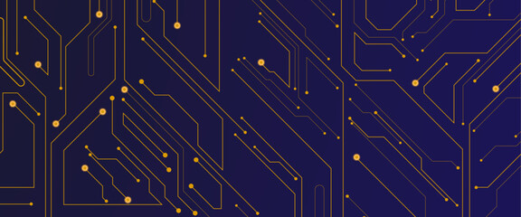 Abstract blue background electronic print circuit dot and line.