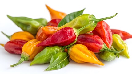 A vibrant collection of fresh chili peppers in various colors, perfect for enhancing dishes with spice and flavor.
