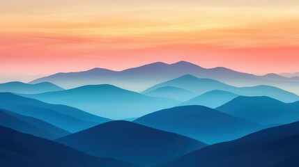 Obraz premium A mystical blue hour shot of a mountain landscape, soft ambient light creating an atmospheric and calming mood