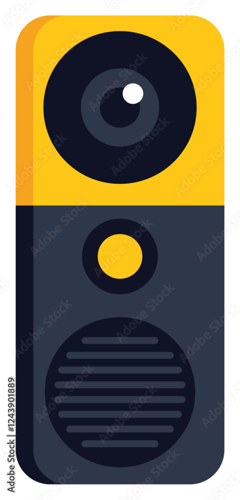 Poster yellow and black intercom system allowing communication and access control for apartment buildings