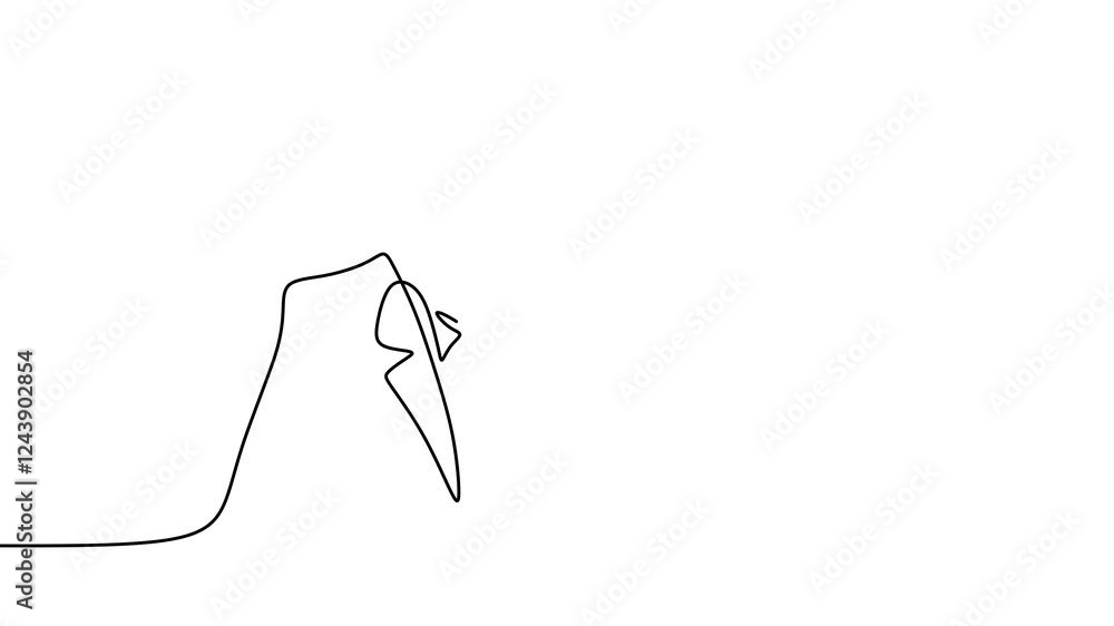 Poster one continuous line drawing animation of a businessman are interviewed by television broadcast journ