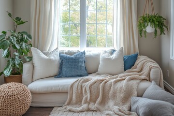 Cozy living room home interior design natural light modern comfort