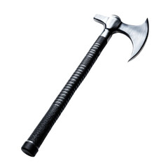 Sharp Metal Axe with Black Handle on Isolated Background
