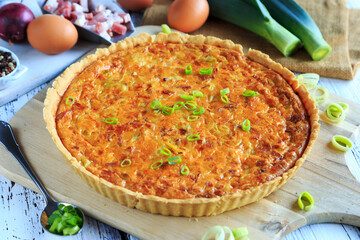 Lauchtarte mit Speck und Käse