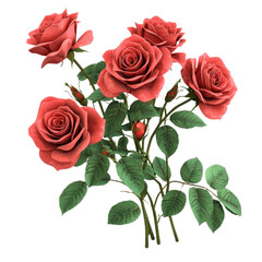 Naklejka premium 3D icon of A bunch of Rose isolated on transparency background