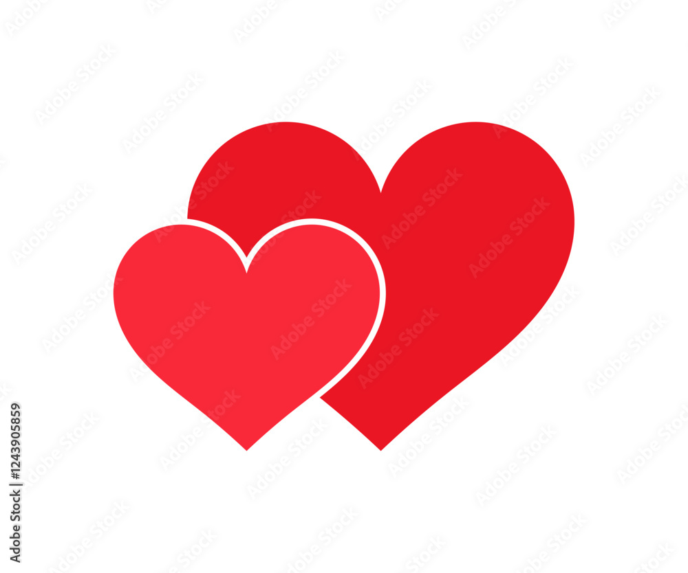 Wall mural two cute hearts icon isolated on white background. love symbol. vector illustration.