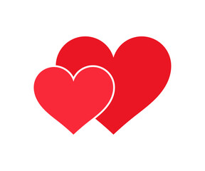 Two cute hearts icon isolated on white background. Love symbol. Vector illustration.