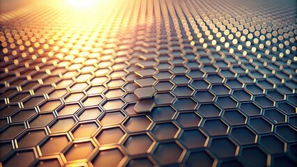 Obraz premium Abstract Hexagonal Grid Pattern with Warm Light Illumination