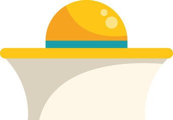 Yellow summer hat providing shade on a white background