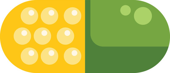 Fototapeta premium Yellow and green pill is laying on a white surface representing medication and pharmaceuticals