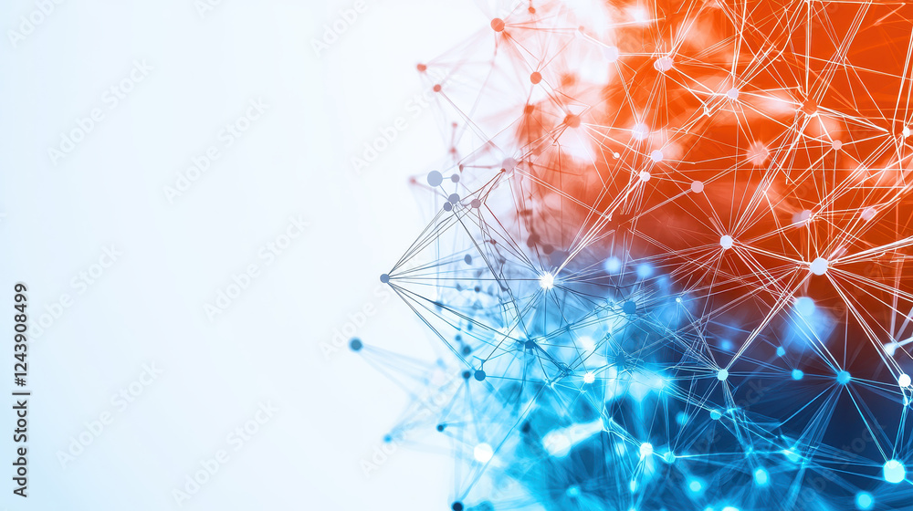Poster colorful abstract technology design with interconnected nodes and lines