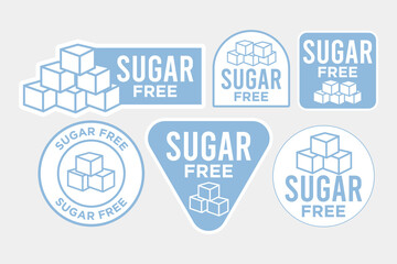 set of Sugar Free Labels, vector design sticker label food industry