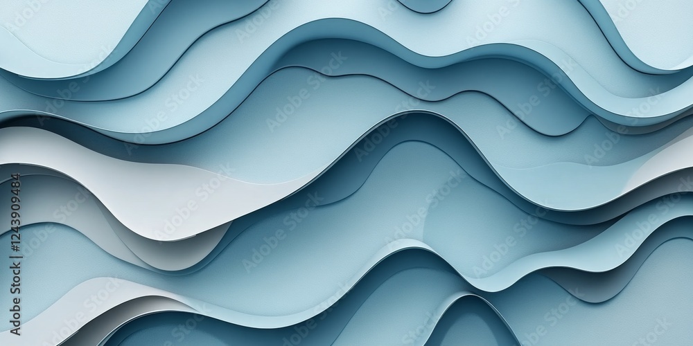 Poster abstract seamless baby blue 3d low profile gradient wave texture pattern background, design element