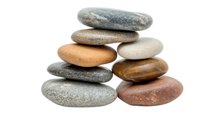 Arranged stones installation natural setting still life isolated on transparent background