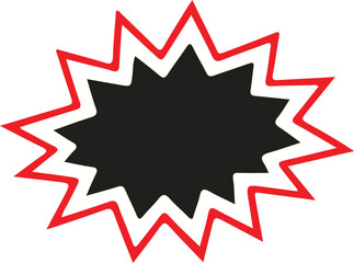Black and red blast shape silhouette vector art illustration .